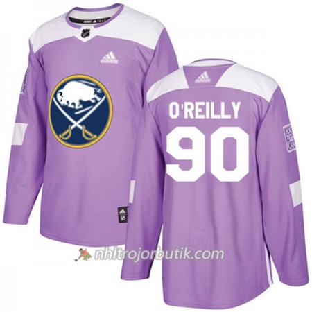 Män Ishockey Buffalo Sabres Tröja Ryan OReilly 90 Adidas 2017-2018 Lila Fights Cancer Practice Authentic